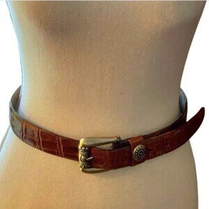 Vtg BRIGHTON Leather Crocodile Embossed Brown Belt